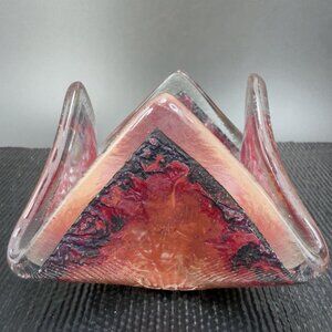 Jones Glassworks Seattle Fused Art Glass Redcoppe Votive Cup Glass Hand Made VTG